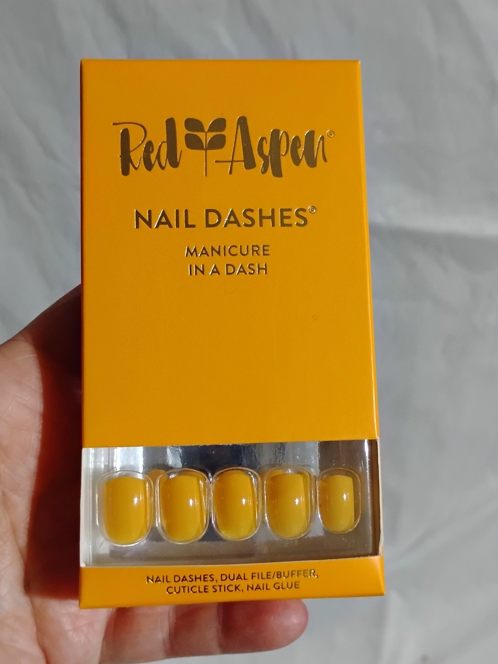 Red Aspen Press On Nail Dashes Summer Nights Nicolette Vibrant Yellow-Orange NEW